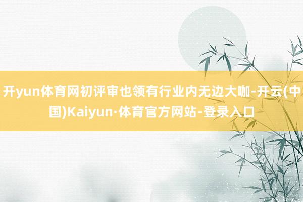 开yun体育网初评审也领有行业内无边大咖-开云(中国)Kaiyun·体育官方网站-登录入口